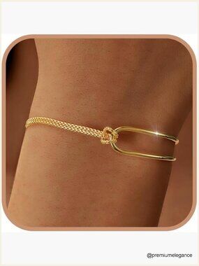 14K Gold Plated 925 Sterling Silver Love Knot Bracelet Women